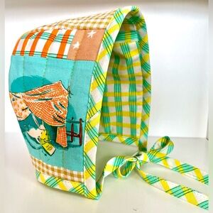 Quilted toddler bonnet bunny themed with strings